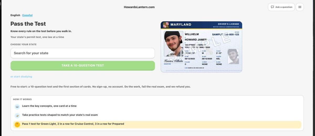 Howard’s Lantern, a production driving-law learning app